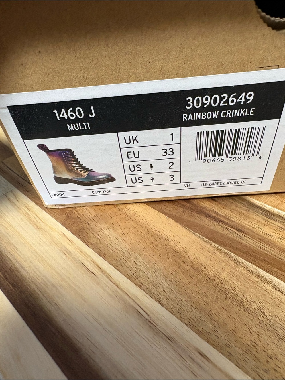 Dr. Martens Kids Iridescent Rainbow Crinkle Lace-Up Boots - Picture 15 of 15